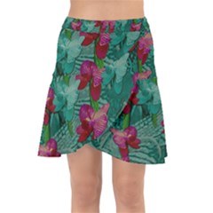 Rare Excotic Forest Of Wild Orchids Vines Blooming In The Calm Wrap Front Skirt by pepitasart