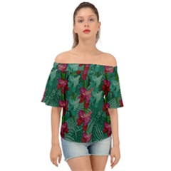 Rare Excotic Forest Of Wild Orchids Vines Blooming In The Calm Off Shoulder Short Sleeve Top by pepitasart