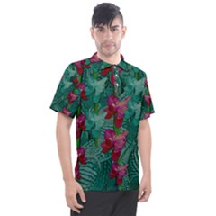Rare Excotic Forest Of Wild Orchids Vines Blooming In The Calm Men s Polo Tee by pepitasart