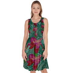 Rare Excotic Forest Of Wild Orchids Vines Blooming In The Calm Knee Length Skater Dress With Pockets by pepitasart