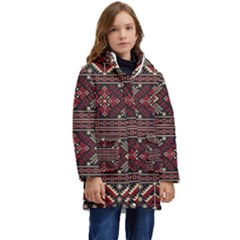 Ukrainian-folk-seamless-pattern-ornament Kid s Hooded Longline Puffer Jacket