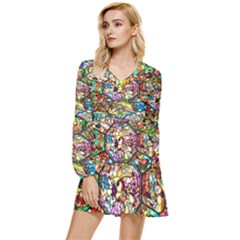 Character Disney Stained Tiered Long Sleeve Mini Dress by artworkshop