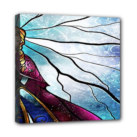 Anna Disney Frozen Stained Glass Mini Canvas 8  X 8  (stretched) by artworkshop