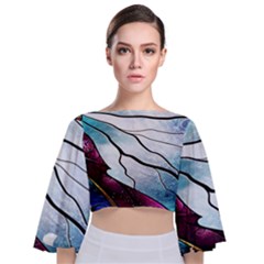 Anna Disney Frozen Stained Glass Tie Back Butterfly Sleeve Chiffon Top by artworkshop