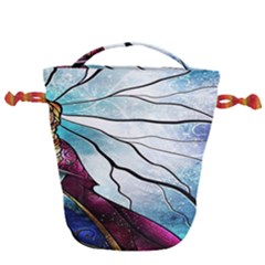 Anna Disney Frozen Stained Glass Drawstring Bucket Bag by artworkshop