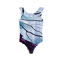 Anna Disney Frozen Stained Glass Kids  Frill Swimsuit by artworkshop