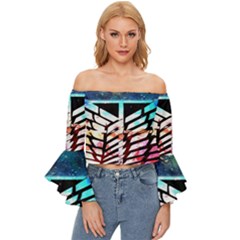 Attack On Titan Shingeki Galaxy Off Shoulder Flutter Bell Sleeve Top