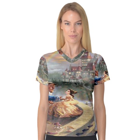 Beauty And The Beast Castle V-neck Sport Mesh Tee by artworkshop