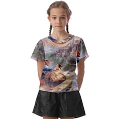 Beauty And The Beast Castle Kids  Front Cut Tee by artworkshop