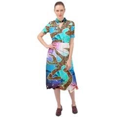 Browning Deer Glitter Galaxy Keyhole Neckline Chiffon Dress by artworkshop