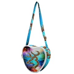 Browning Deer Glitter Galaxy Heart Shoulder Bag by artworkshop