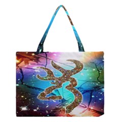 Browning Deer Glitter Galaxy Medium Tote Bag by artworkshop