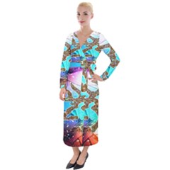 Browning Deer Glitter Galaxy Velvet Maxi Wrap Dress