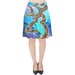 Browning Deer Glitter Galaxy Velvet High Waist Skirt by artworkshop