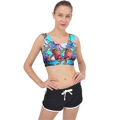 Browning Deer Glitter Galaxy V-back Sports Bra by artworkshop