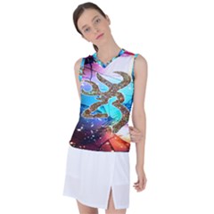 Browning Deer Glitter Galaxy Women s Sleeveless Sports Top by artworkshop