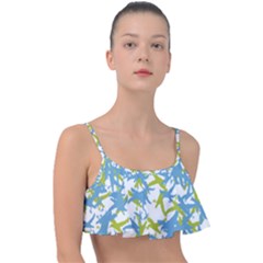 Birds Silhouette Motif Random Pattern Frill Bikini Top by dflcprintsclothing