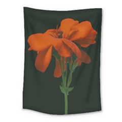Red Geranium Over Black Background Medium Tapestry by dflcprintsclothing