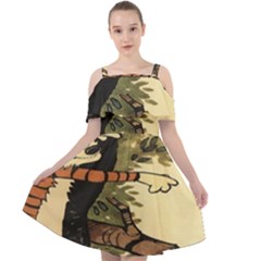 Calvin And Hobbes Cut Out Shoulders Chiffon Dress by artworkshop