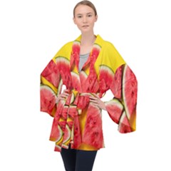 Watermelon Long Sleeve Velvet Kimono  by artworkshop