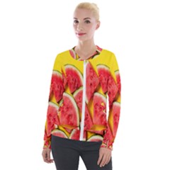 Watermelon Velvet Zip Up Jacket by artworkshop