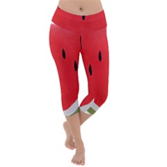Watermelon Pillow Fluffy Lightweight Velour Capri Yoga Leggings