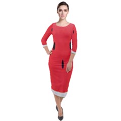 Watermelon Pillow Fluffy Quarter Sleeve Midi Velour Bodycon Dress by artworkshop