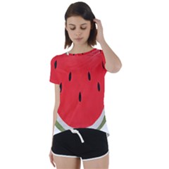 Watermelon Pillow Fluffy Short Sleeve Foldover Tee by artworkshop