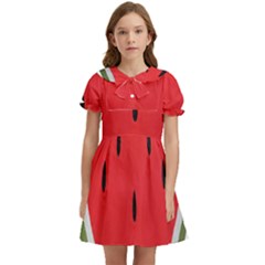 Watermelon Pillow Fluffy Kids  Bow Tie Puff Sleeve Dress by artworkshop