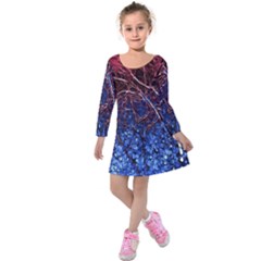 Autumn Fractal Forest Background Kids  Long Sleeve Velvet Dress