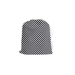 Black And White Checkerboard Background Board Checker Drawstring Pouch (small) by Amaryn4rt
