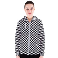 Black And White Checkerboard Background Board Checker Women s Zipper Hoodie by Amaryn4rt