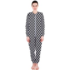 Black And White Checkerboard Background Board Checker Onepiece Jumpsuit (ladies) by Amaryn4rt