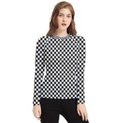 Black And White Checkerboard Background Board Checker Women s Long Sleeve Rash Guard by Amaryn4rt