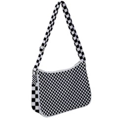 Black And White Checkerboard Background Board Checker Zip Up Shoulder Bag by Amaryn4rt
