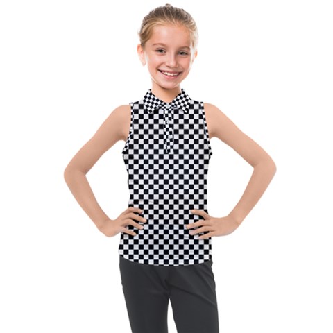 Black And White Checkerboard Background Board Checker Kids  Sleeveless Polo Tee by Amaryn4rt