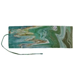 Emerald Patterns Roll Up Canvas Pencil Holder (m) by kaleidomarblingart