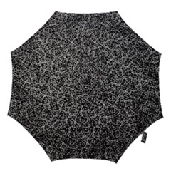 Dark Black And White Floral Pattern Hook Handle Umbrellas (medium) by dflcprintsclothing