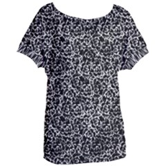 Dark Black And White Floral Pattern Women s Oversized Tee by dflcprintsclothing