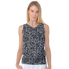 Dark Black And White Floral Pattern Women s Basketball Tank Top by dflcprintsclothing