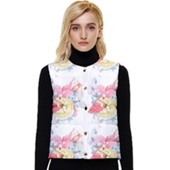 Flamingos Women s Short Button Up Puffer Vest