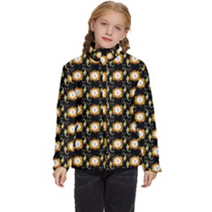 Flowers Pattern Kids  Puffer Bubble Jacket Coat by Sparkle