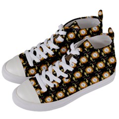 Flowers Pattern Women s Mid-top Canvas Sneakers by Sparkle