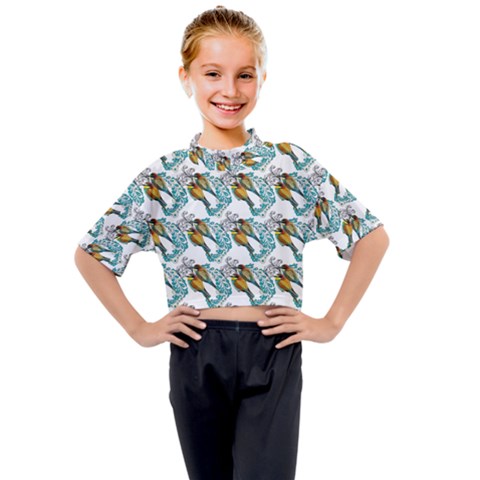 Birds Kids Mock Neck Tee by Sparkle