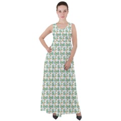 Flowers Pattern Empire Waist Velour Maxi Dress