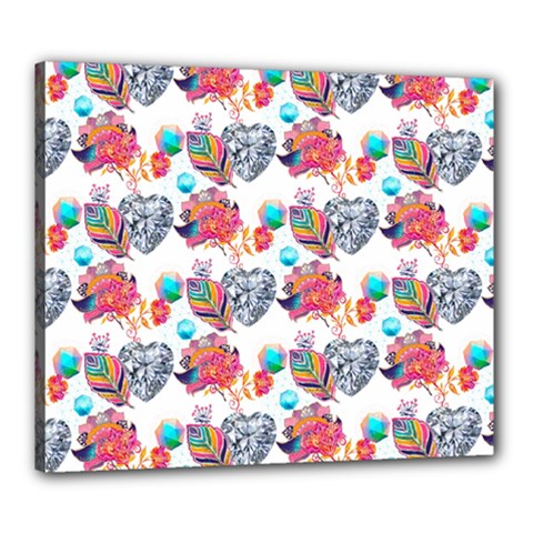 Flowers Diamonds Pattern Canvas 24  X 20  (stretched) by Sparkle