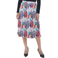 Flowers Diamonds Pattern Classic Velour Midi Skirt  by Sparkle