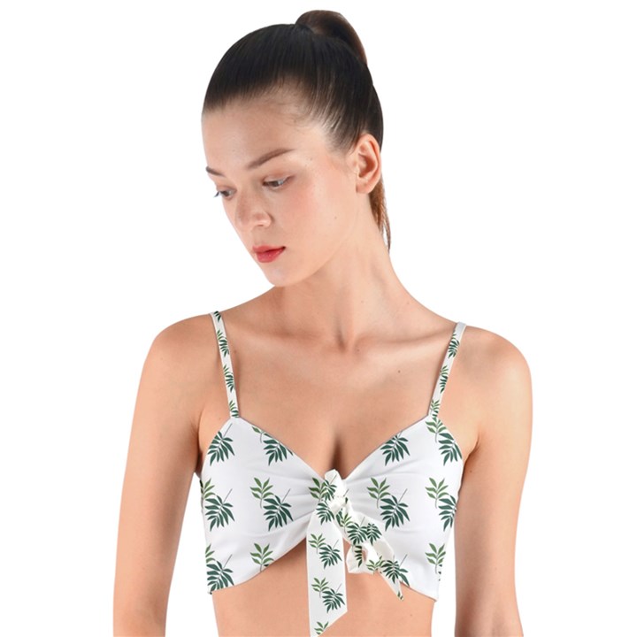 Tropical Woven Tie Front Bralet