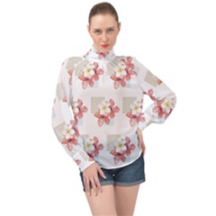 Floral High Neck Long Sleeve Chiffon Top by Sparkle