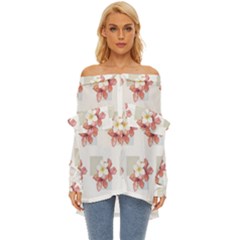 Floral Off Shoulder Chiffon Pocket Shirt by Sparkle